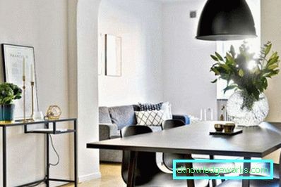 Návrh interiéru oblúk sadrokartónu v kuchyni foto