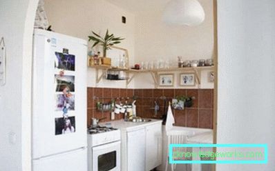 Návrh interiéru oblúk sadrokartónu v kuchyni foto